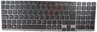 Teclado Sony Vaio SVE15 SVE1513 Black Frame Silver com Backlit
