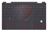 Teclado HP Spectre x360 Conv 13-aw2005np Black com Topcover Black/Brown Com Backlight Com Fingerprint INGLES