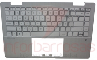 Teclado HP 14-EK1016np Com BackLight Sem FingerPrint Reader Com Top Cover SILVER